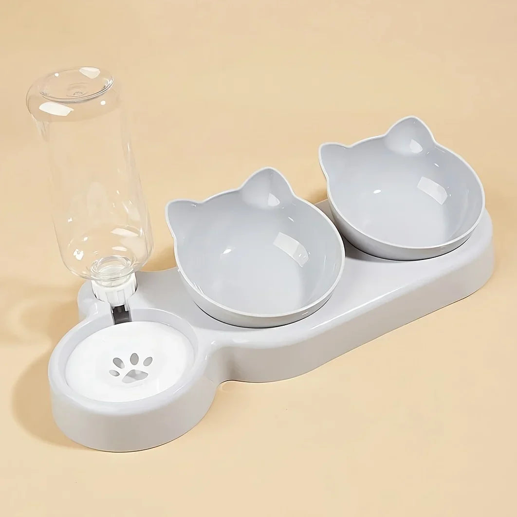 3-in-1 Cat Bowl with Water Feeder