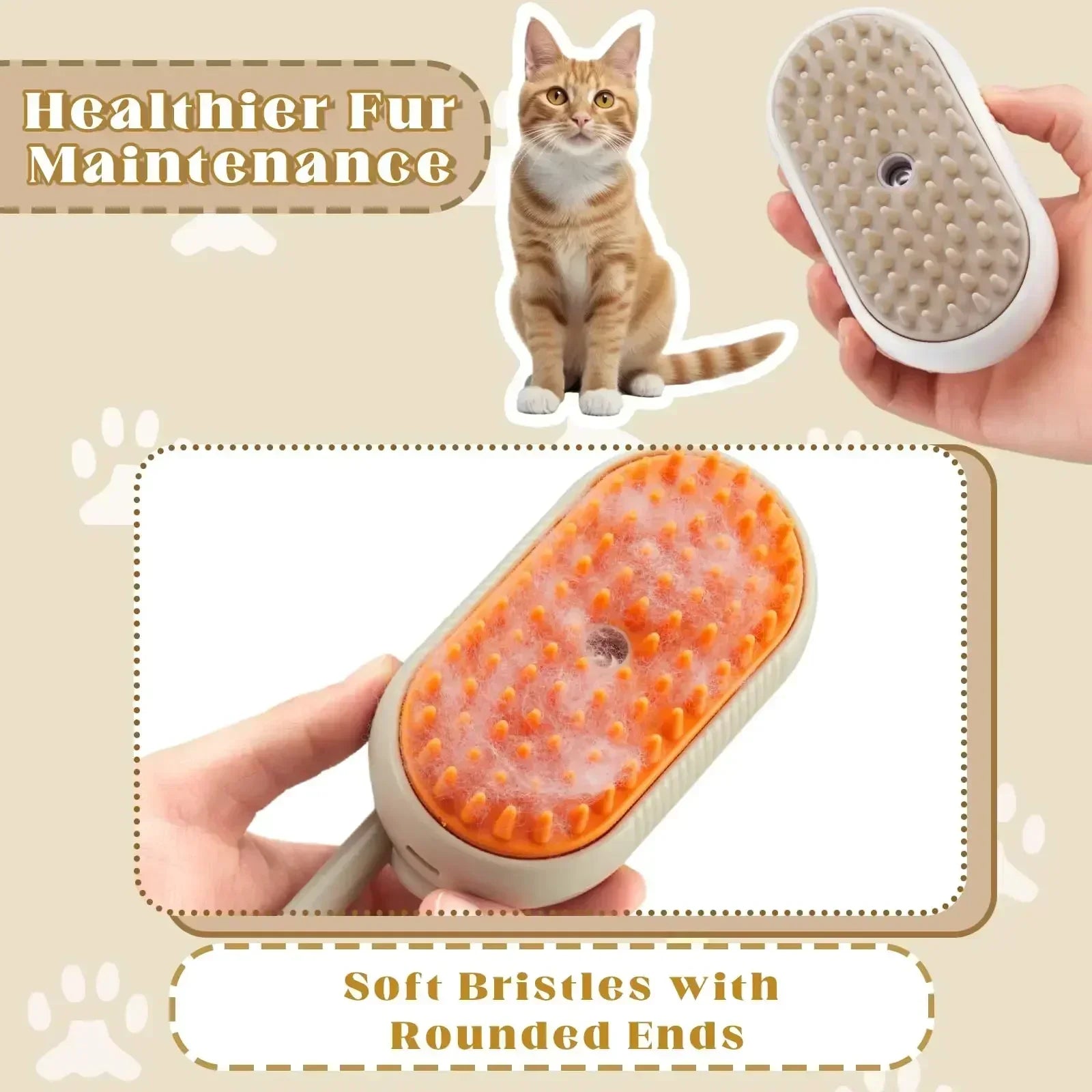 Steamy Pet Brush β 3-in-1